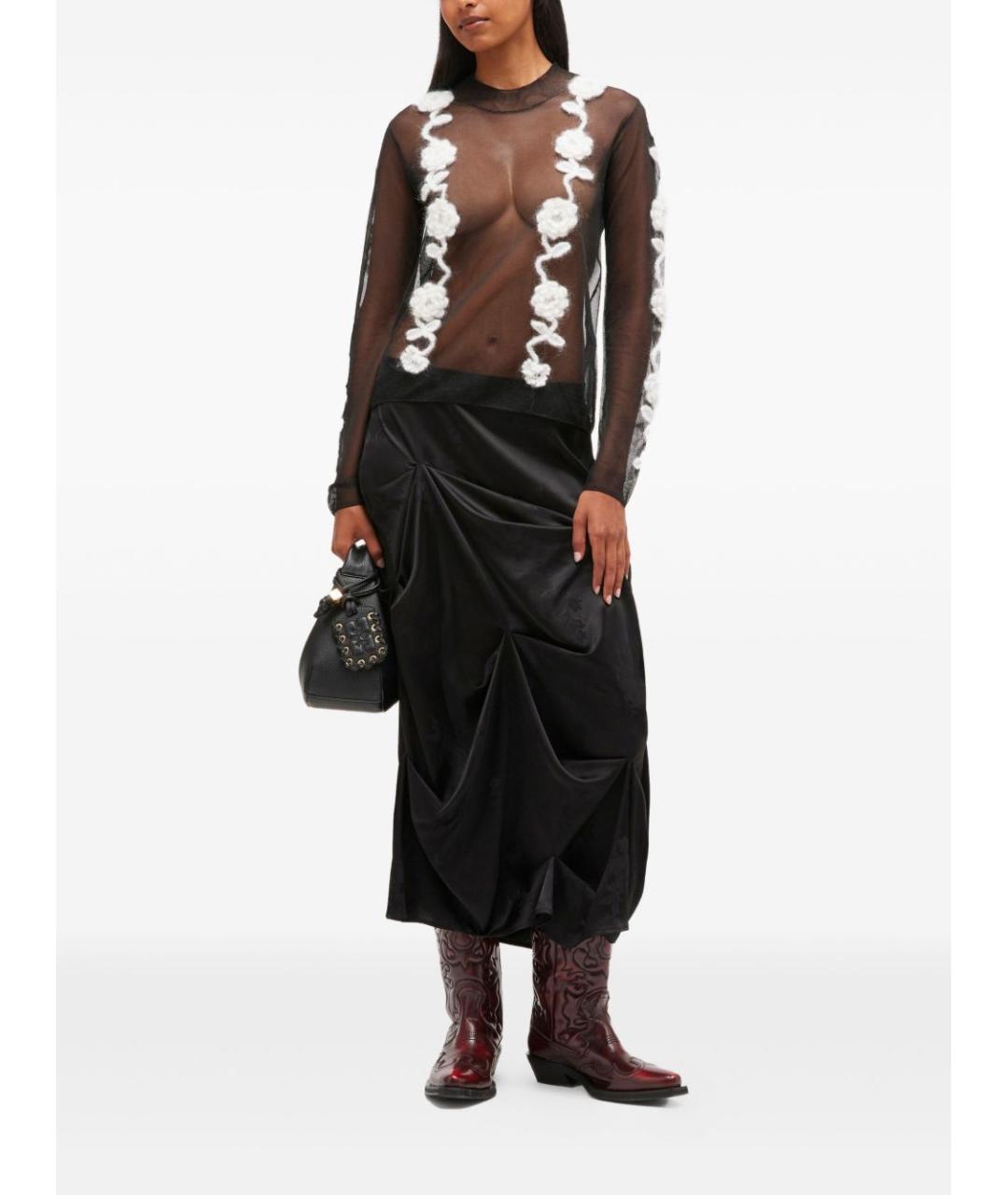 GANNI Черный полиамидовый джемпер / свитер, фото 3