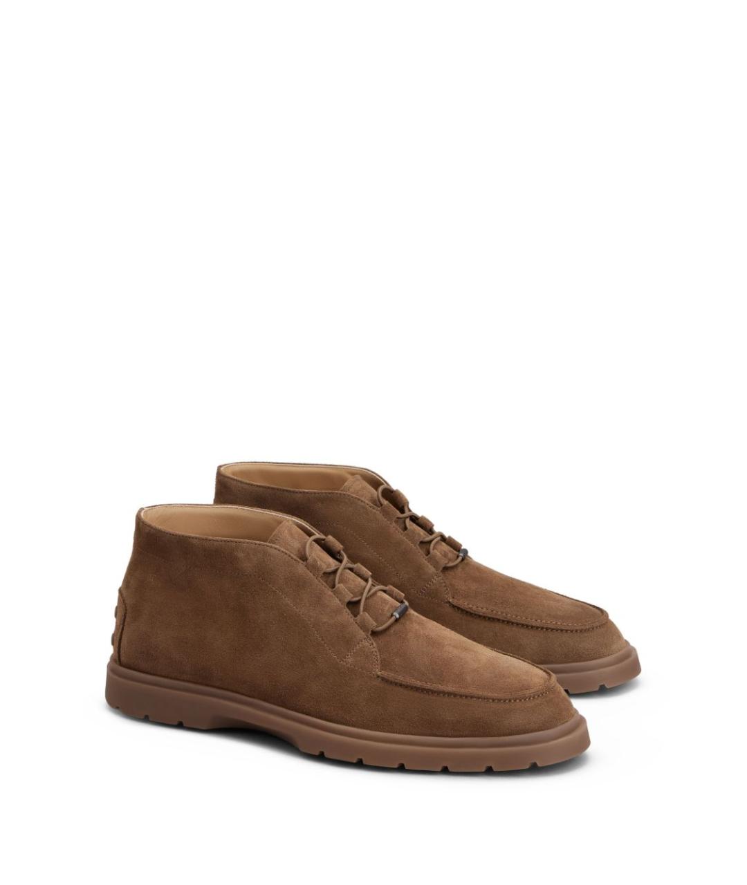 TOD'S Коричневые замшевые низкие ботинки, фото 4