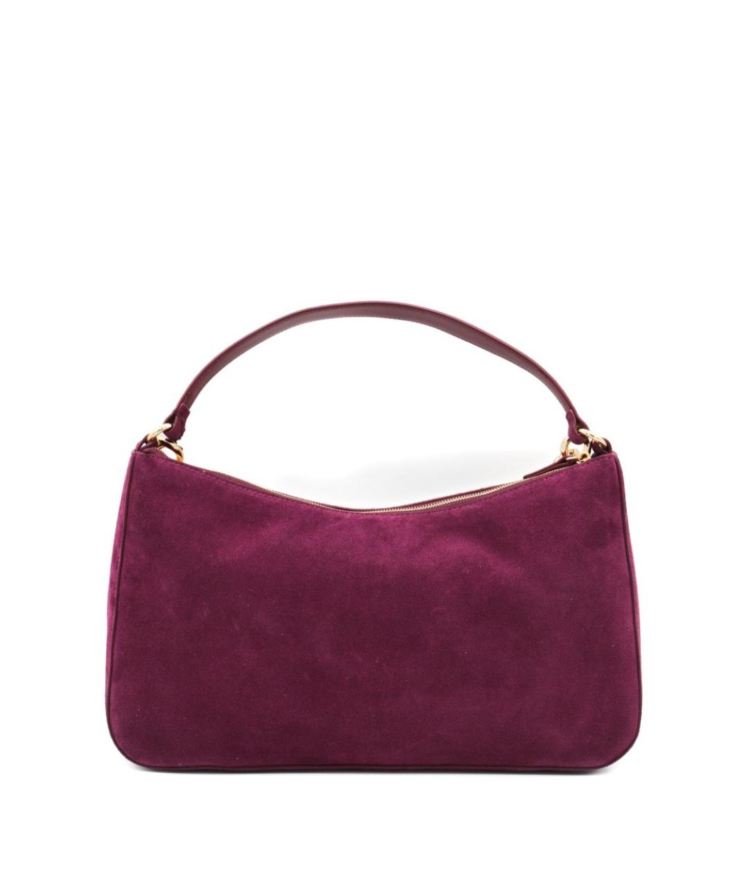 TWIN-SET Бордовая кожаная сумка с короткими ручками, фото 5