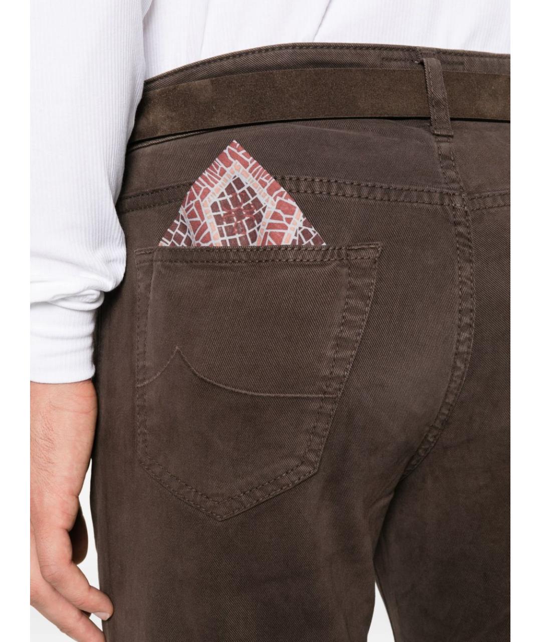 JACOB COHEN Коричневые хлопковые повседневные брюки, фото 4