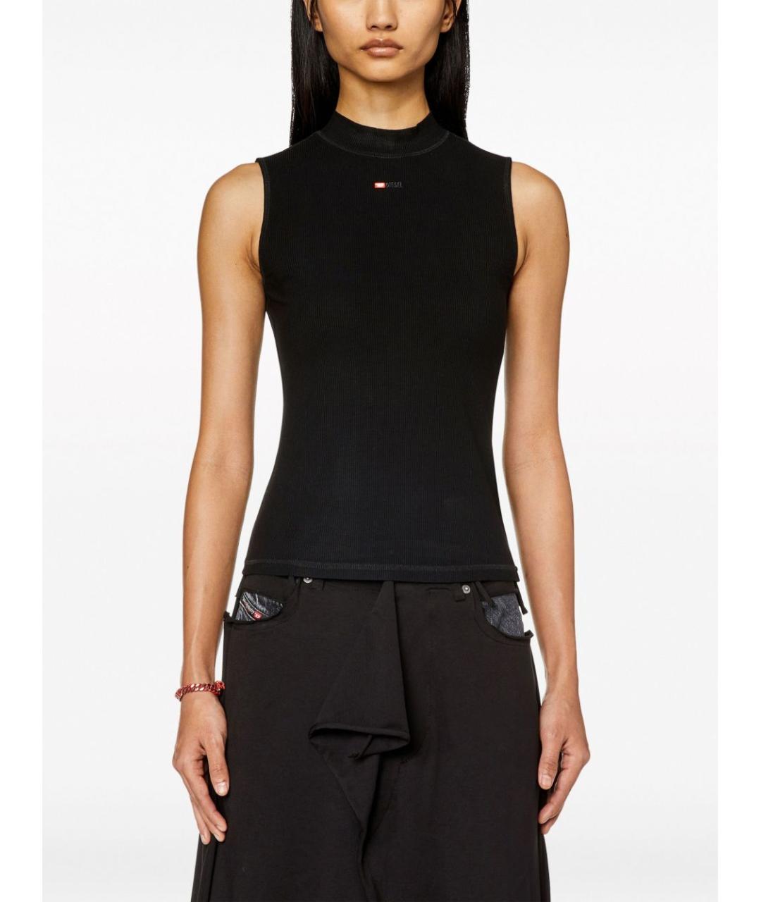 DIESEL Черная вискозная майка, фото 2