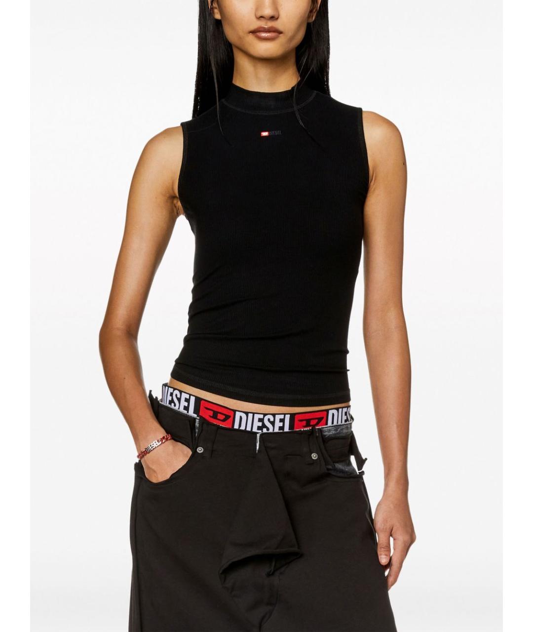 DIESEL Черная вискозная майка, фото 4