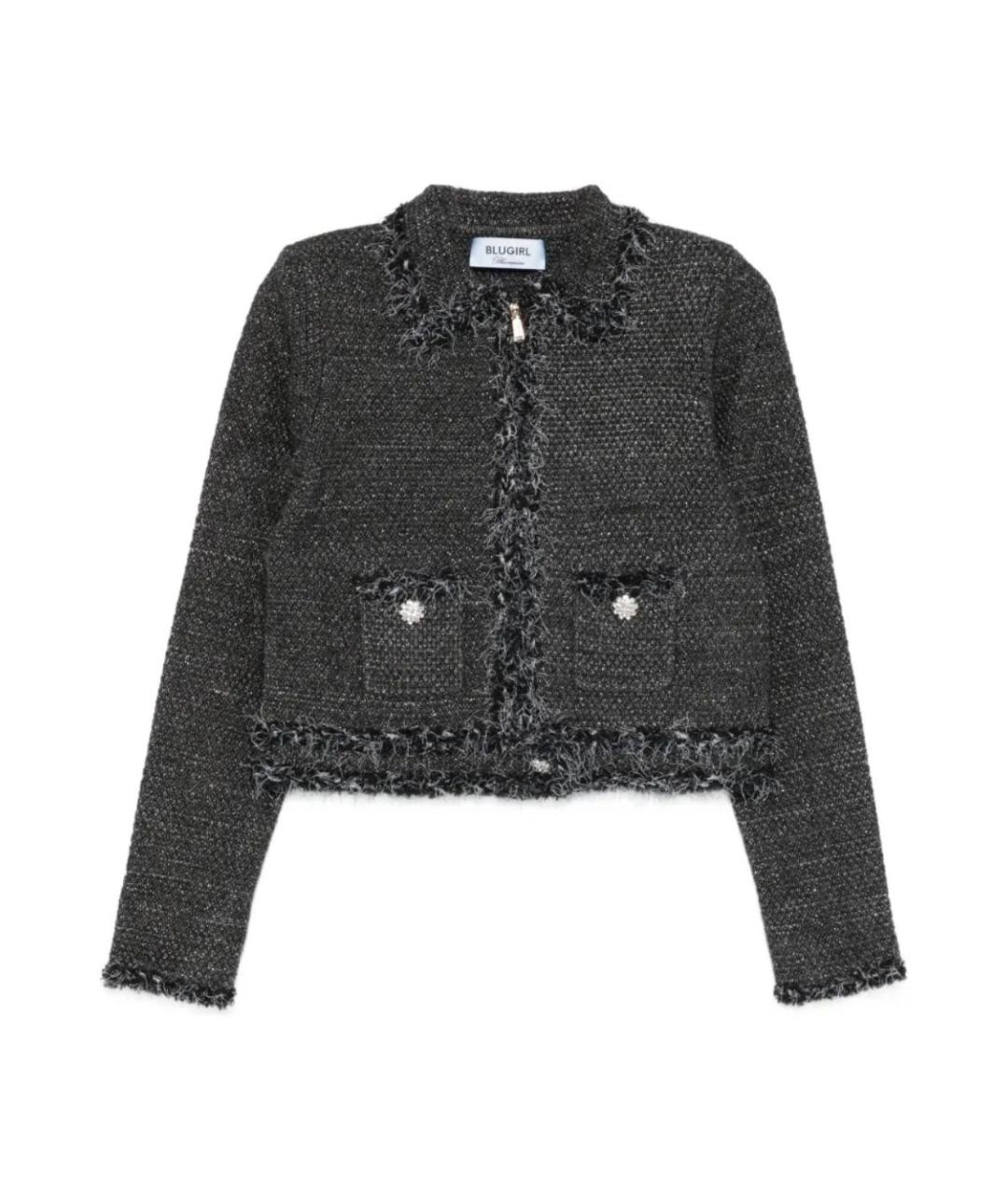 BLUGIRL Серый твидовый жакет/пиджак, фото 1