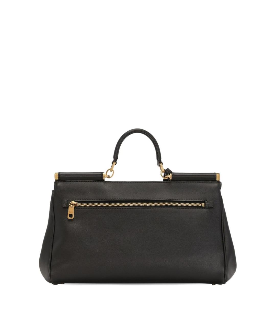 DOLCE&GABBANA Черная кожаная сумка тоут, фото 4