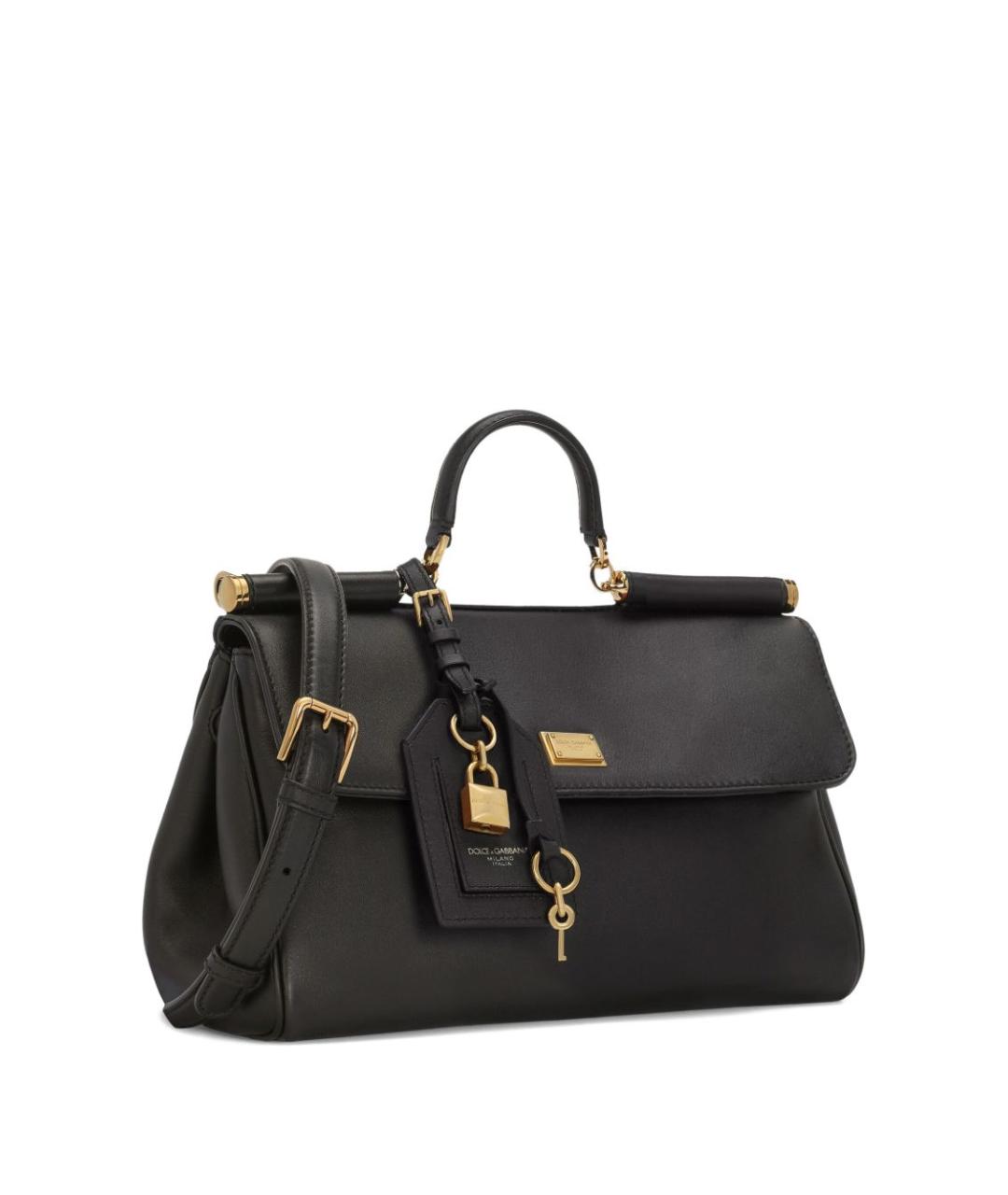 DOLCE&GABBANA Черная кожаная сумка тоут, фото 3