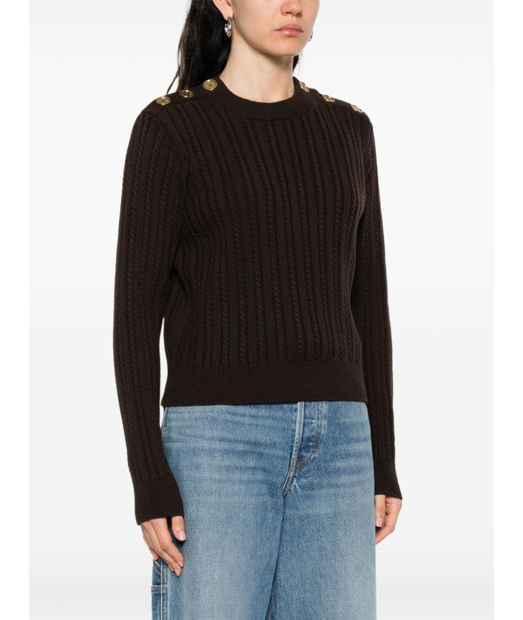 GOLDEN GOOSE DELUXE BRAND Коричневый шерстяной джемпер / свитер, фото 2