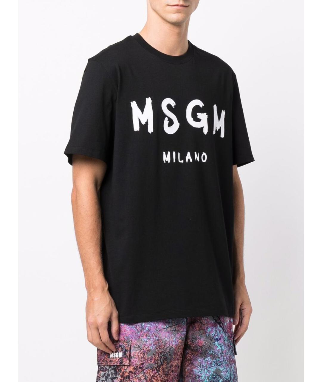 MSGM Черная хлопковая футболка, фото 2