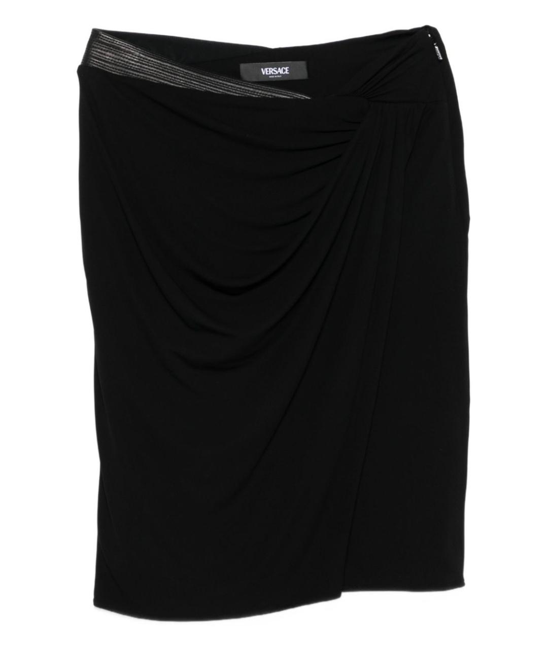 VERSACE Черная вискозная юбка миди, фото 1