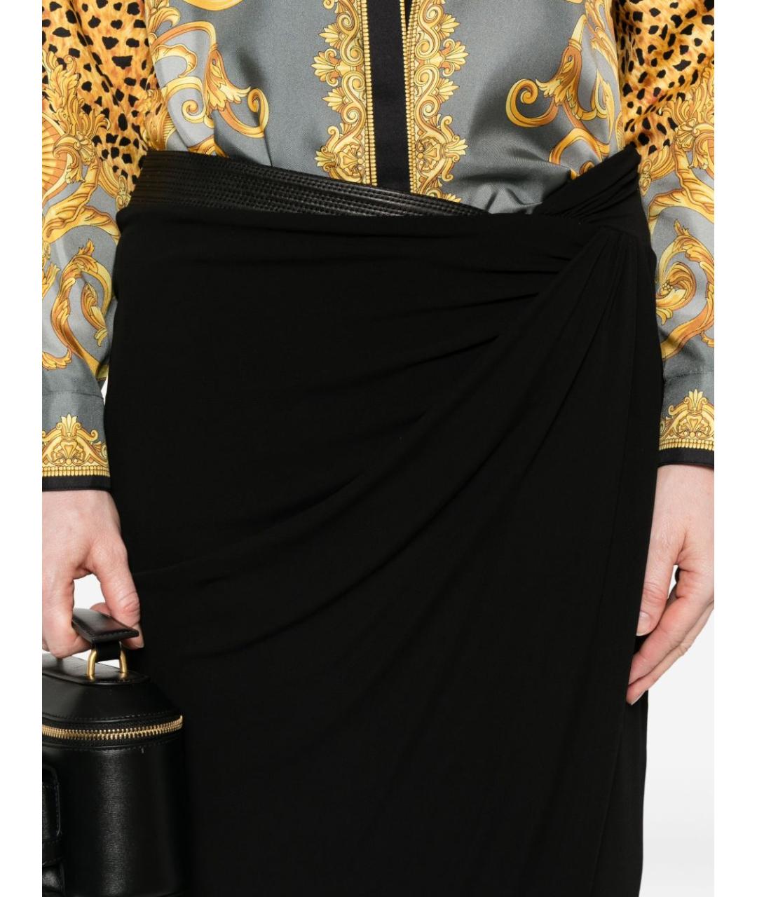 VERSACE Черная вискозная юбка миди, фото 3