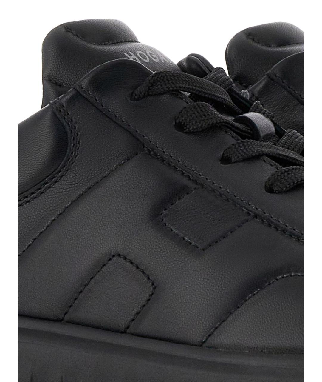 HOGAN Черные кожаные низкие кроссовки / кеды, фото 6