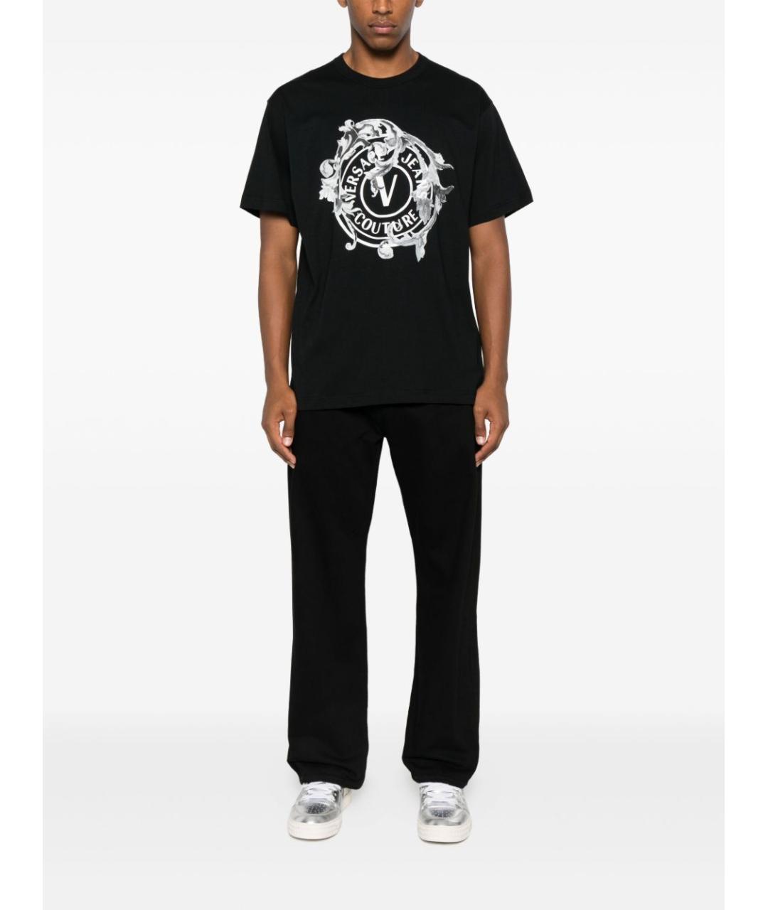 VERSACE JEANS COUTURE Черная хлопковая футболка, фото 3