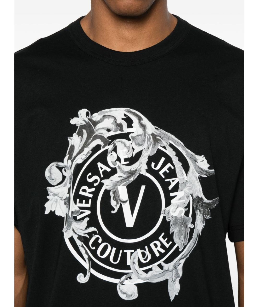 VERSACE JEANS COUTURE Черная хлопковая футболка, фото 2