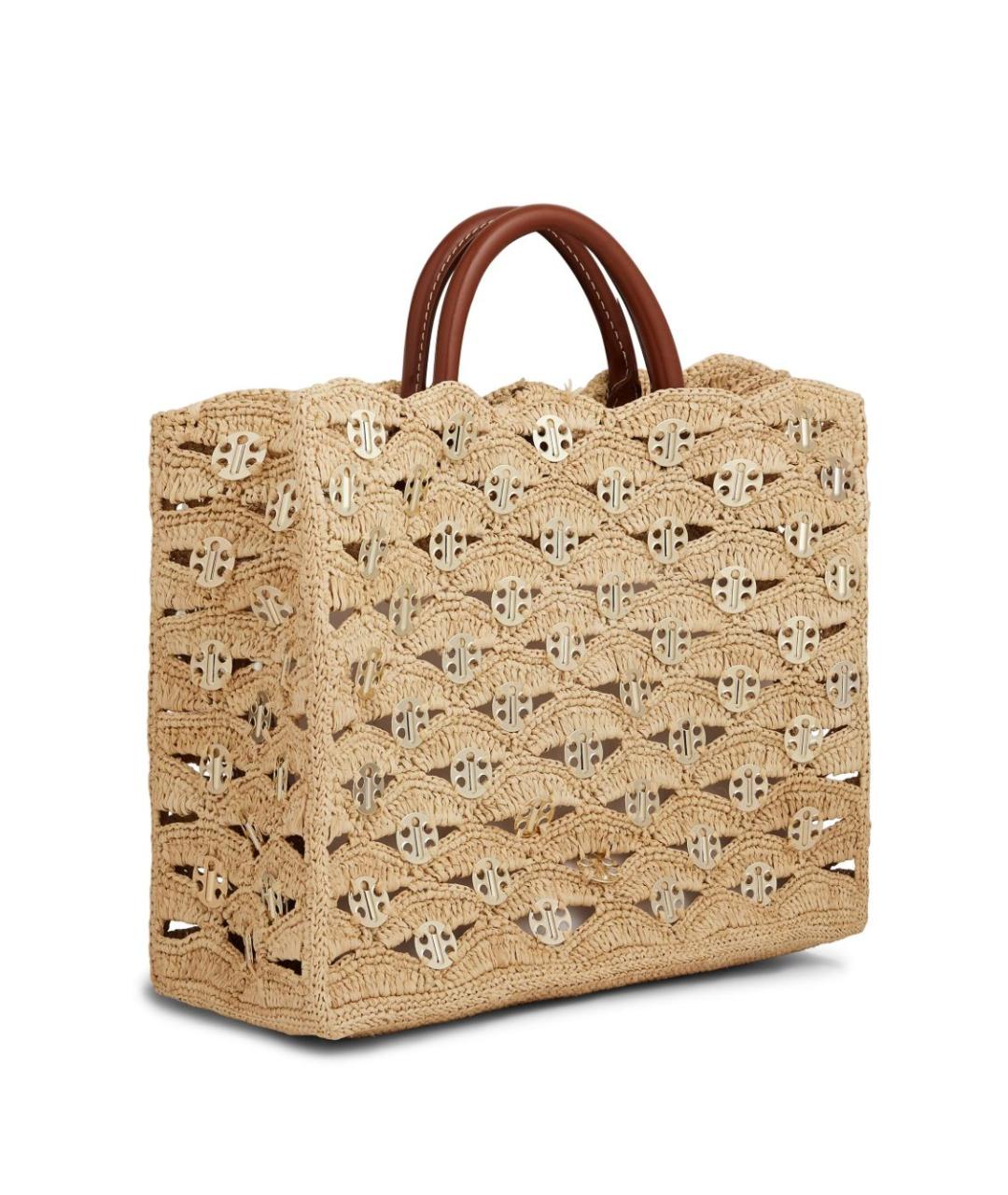 PACO RABANNE Бежевая пелетеная сумка тоут, фото 4