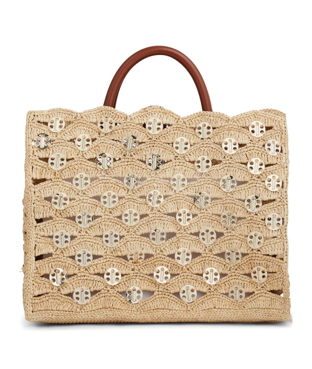 PACO RABANNE Бежевая пелетеная сумка тоут, фото 1