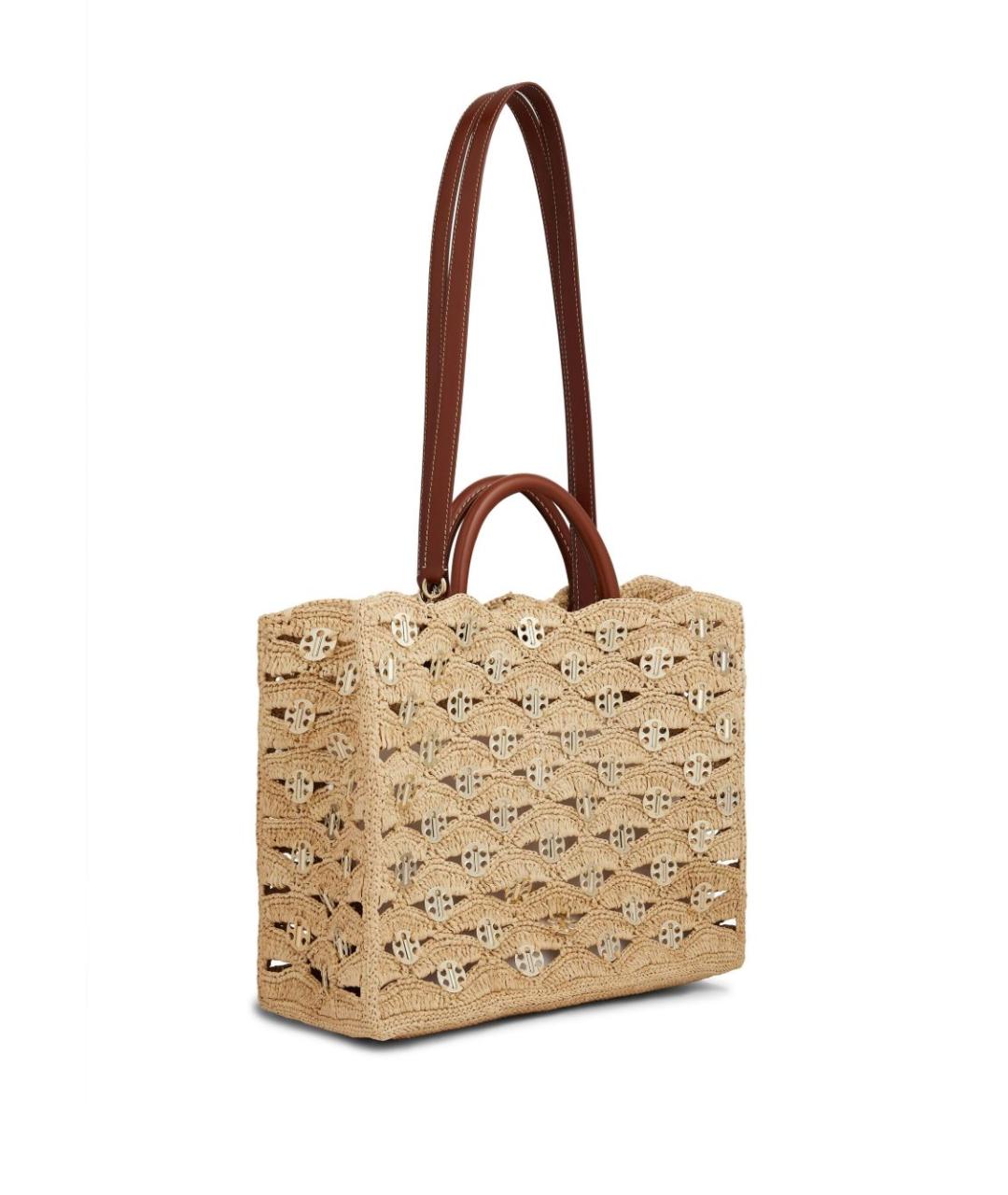 PACO RABANNE Бежевая пелетеная сумка тоут, фото 7