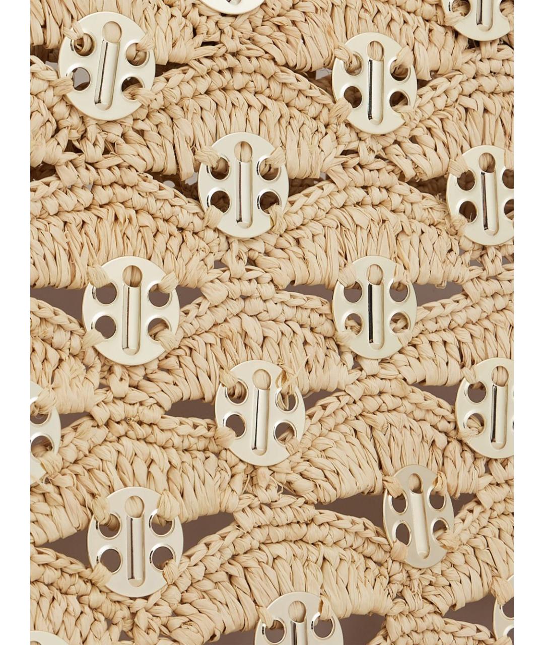 PACO RABANNE Бежевая пелетеная сумка тоут, фото 6