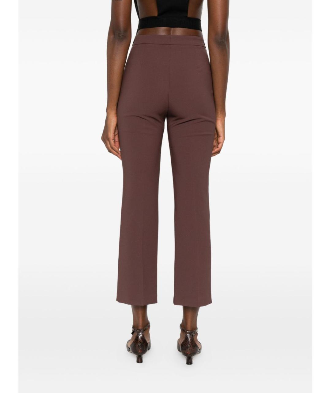 ELISABETTA FRANCHI Коричневые полиэстеровые прямые брюки, фото 2