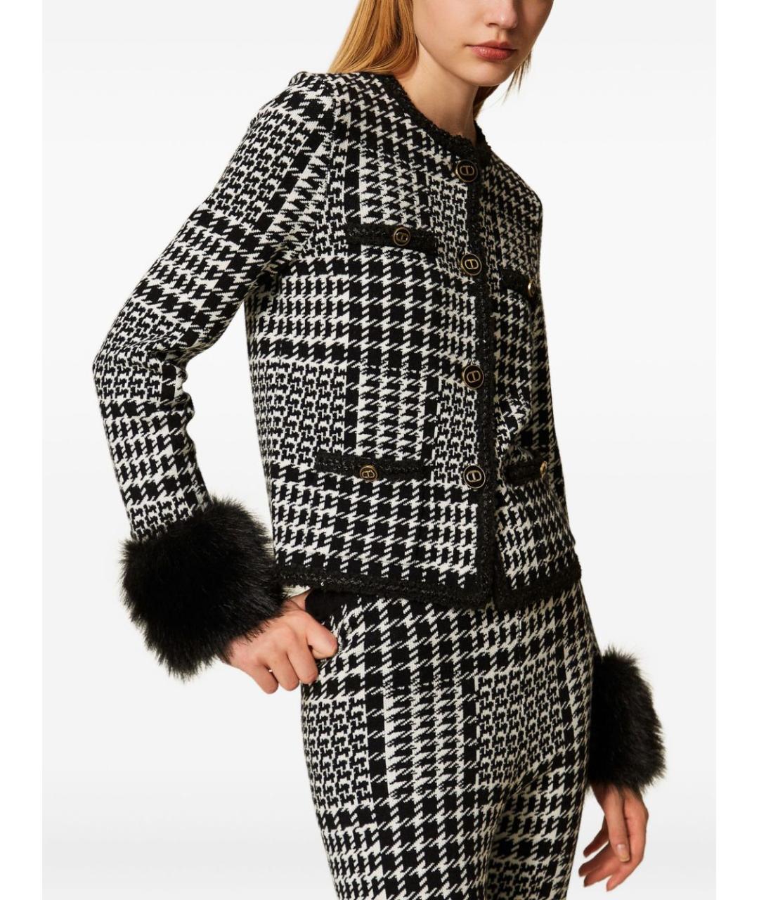 TWIN-SET Черный вискозный жакет/пиджак, фото 2