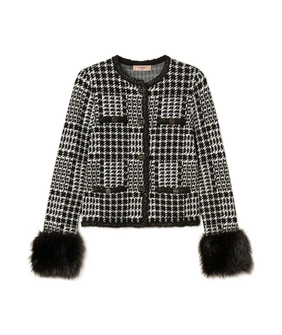 TWIN-SET Черный вискозный жакет/пиджак, фото 1