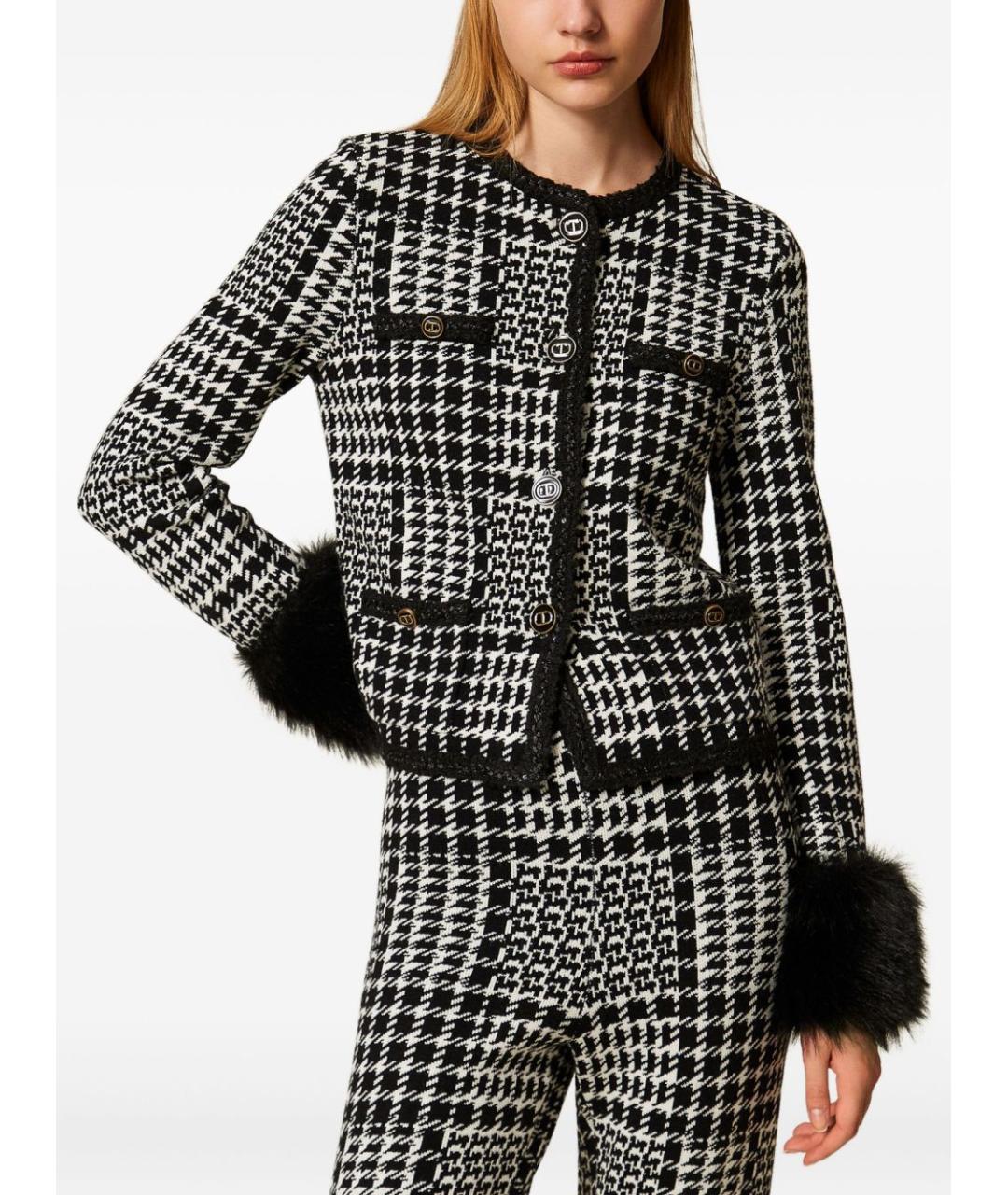 TWIN-SET Черный вискозный жакет/пиджак, фото 3