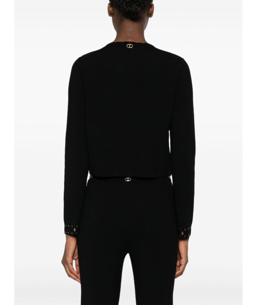 TWIN-SET Черный хлопковый кардиган, фото 3