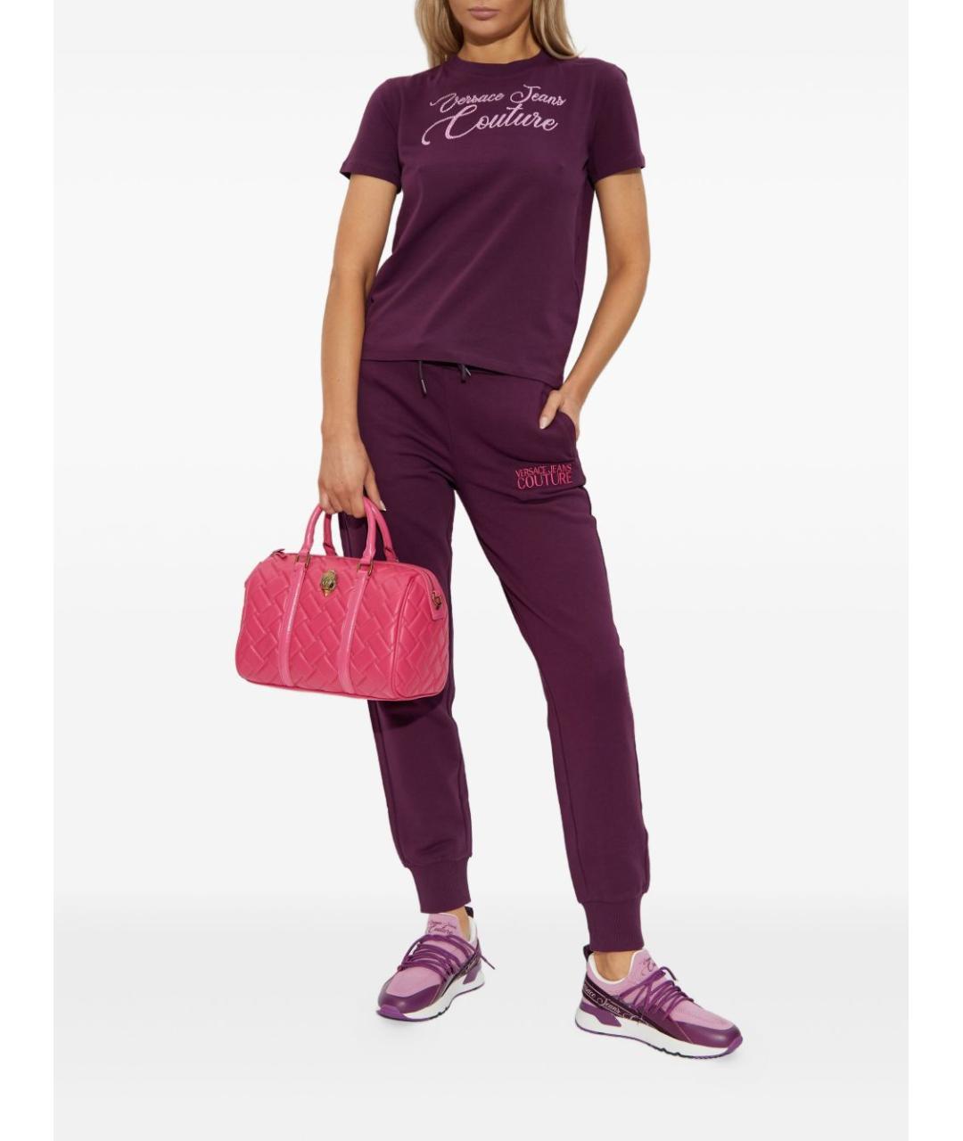 VERSACE JEANS COUTURE Бордовая хлопковая футболка, фото 4