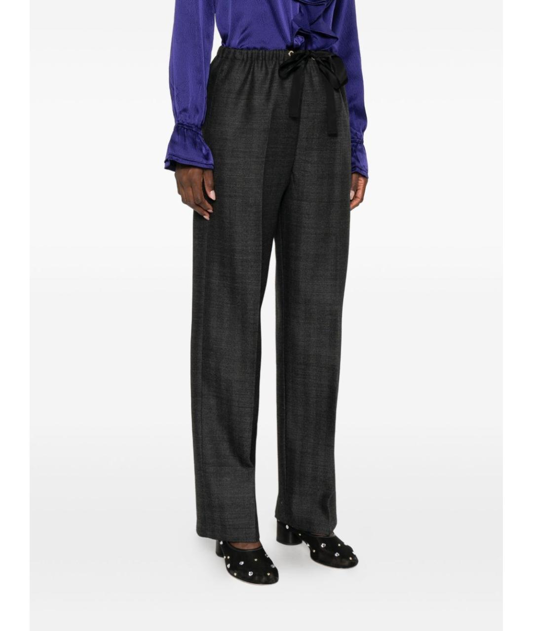 FORTE FORTE Серые шерстяные прямые брюки, фото 3