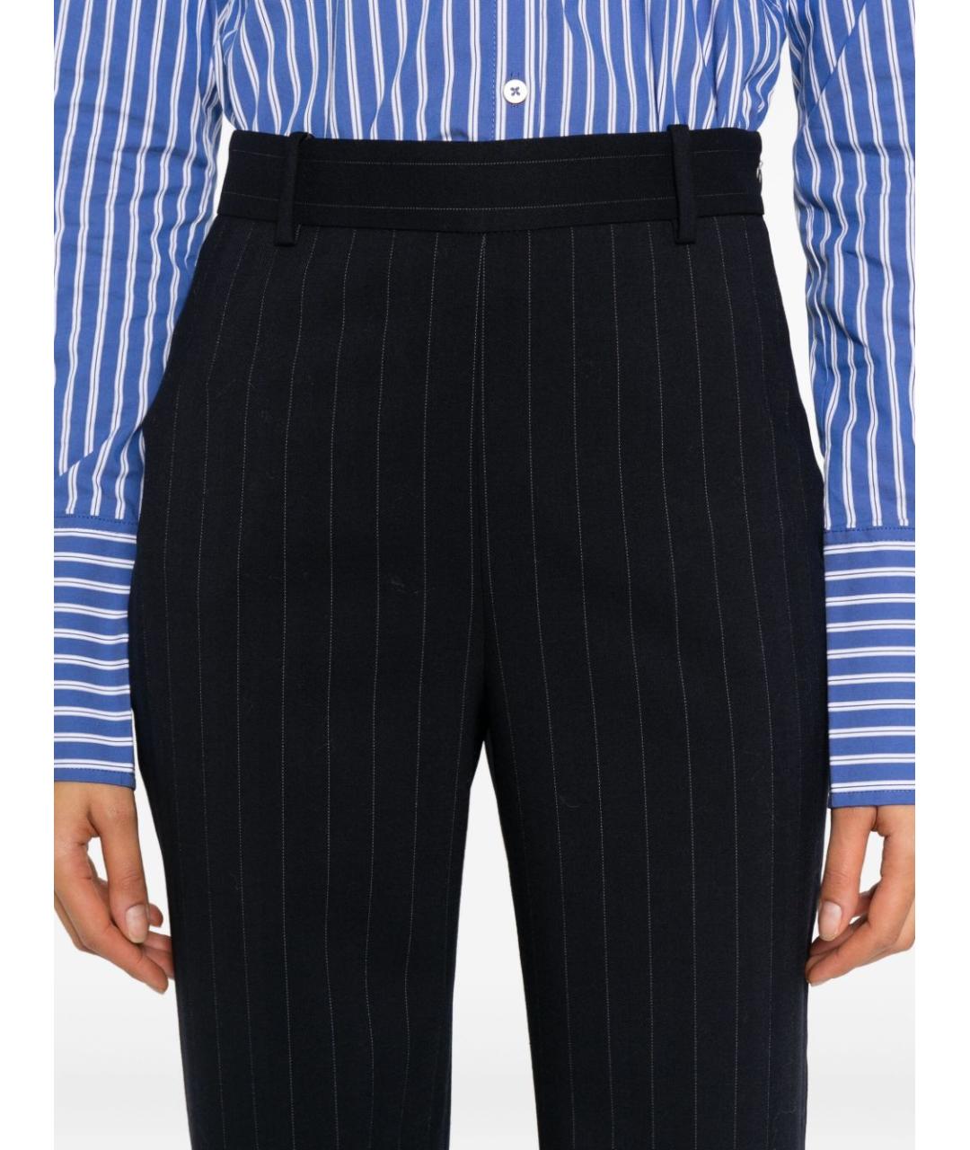 PINKO Темно-синие полиэстеровые прямые брюки, фото 4