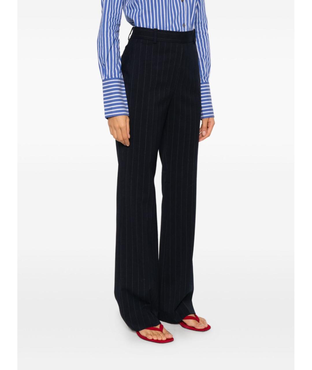 PINKO Темно-синие полиэстеровые прямые брюки, фото 2