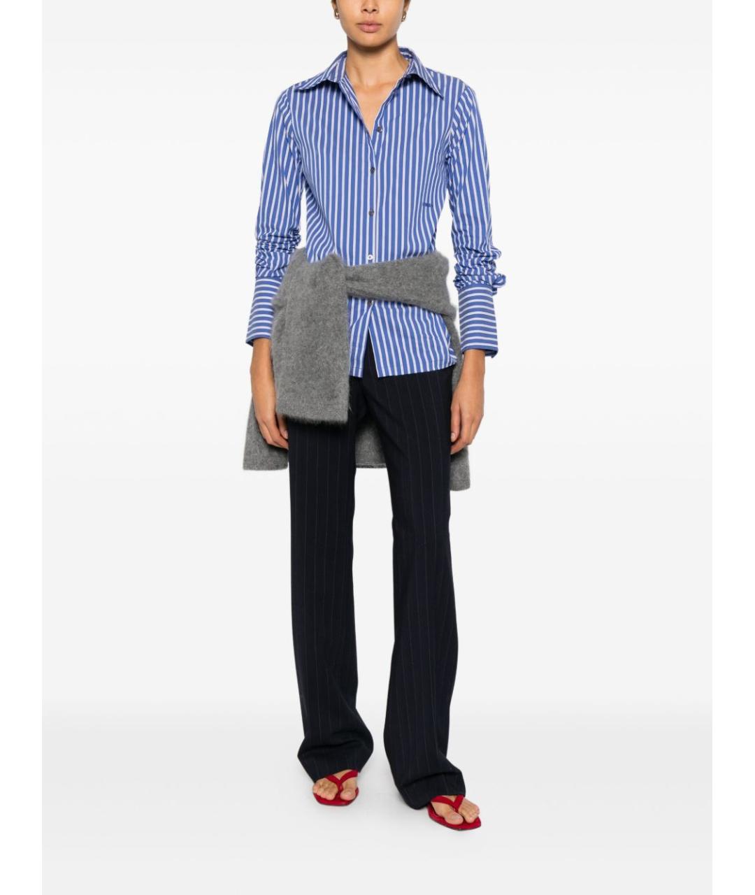 PINKO Темно-синие полиэстеровые прямые брюки, фото 3