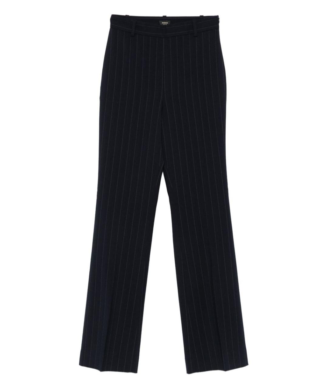 PINKO Темно-синие полиэстеровые прямые брюки, фото 1