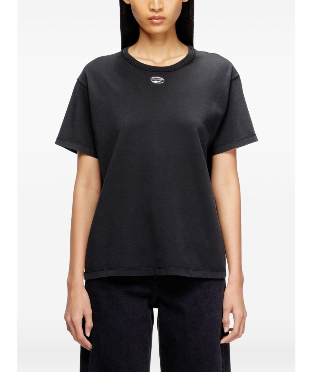 DIESEL Черная хлопковая футболка, фото 2