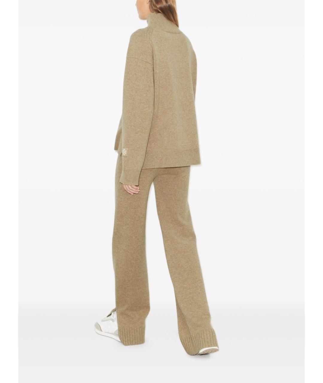 TORY BURCH Бежевые шерстяные прямые брюки, фото 3