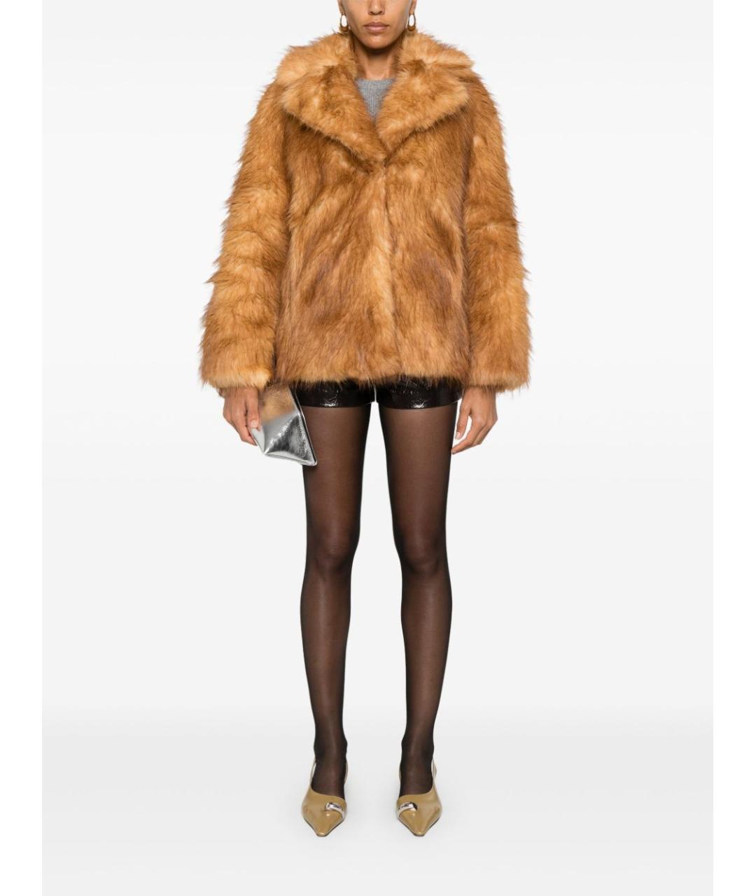 STAND STUDIO Коричневая полиэстеровая шуба, фото 4