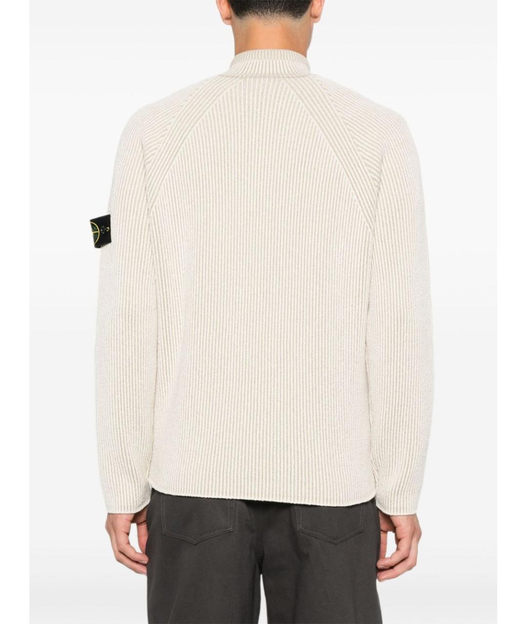STONE ISLAND Бежевый хлопковый джемпер / свитер, фото 5