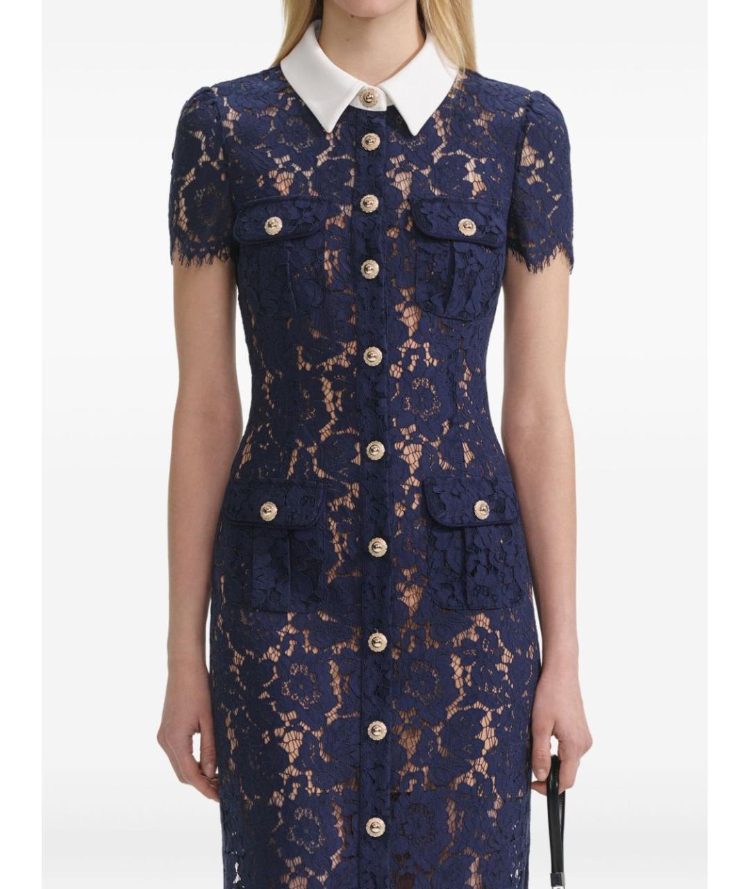 SELF-PORTRAIT Синее полиамидовое повседневное платье, фото 2