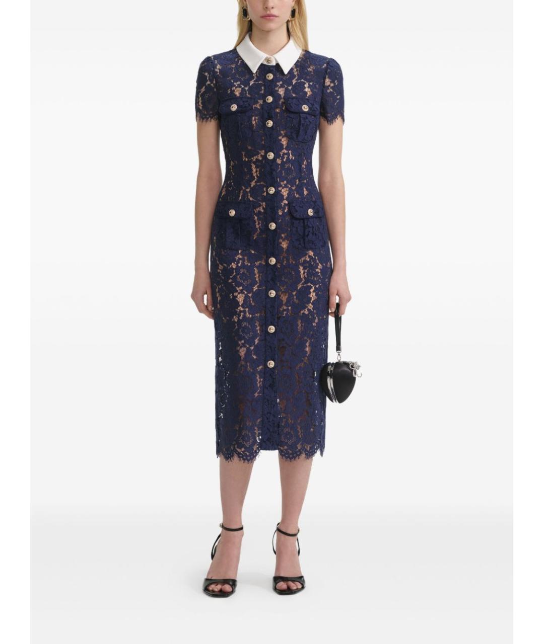 SELF-PORTRAIT Синее полиамидовое повседневное платье, фото 5