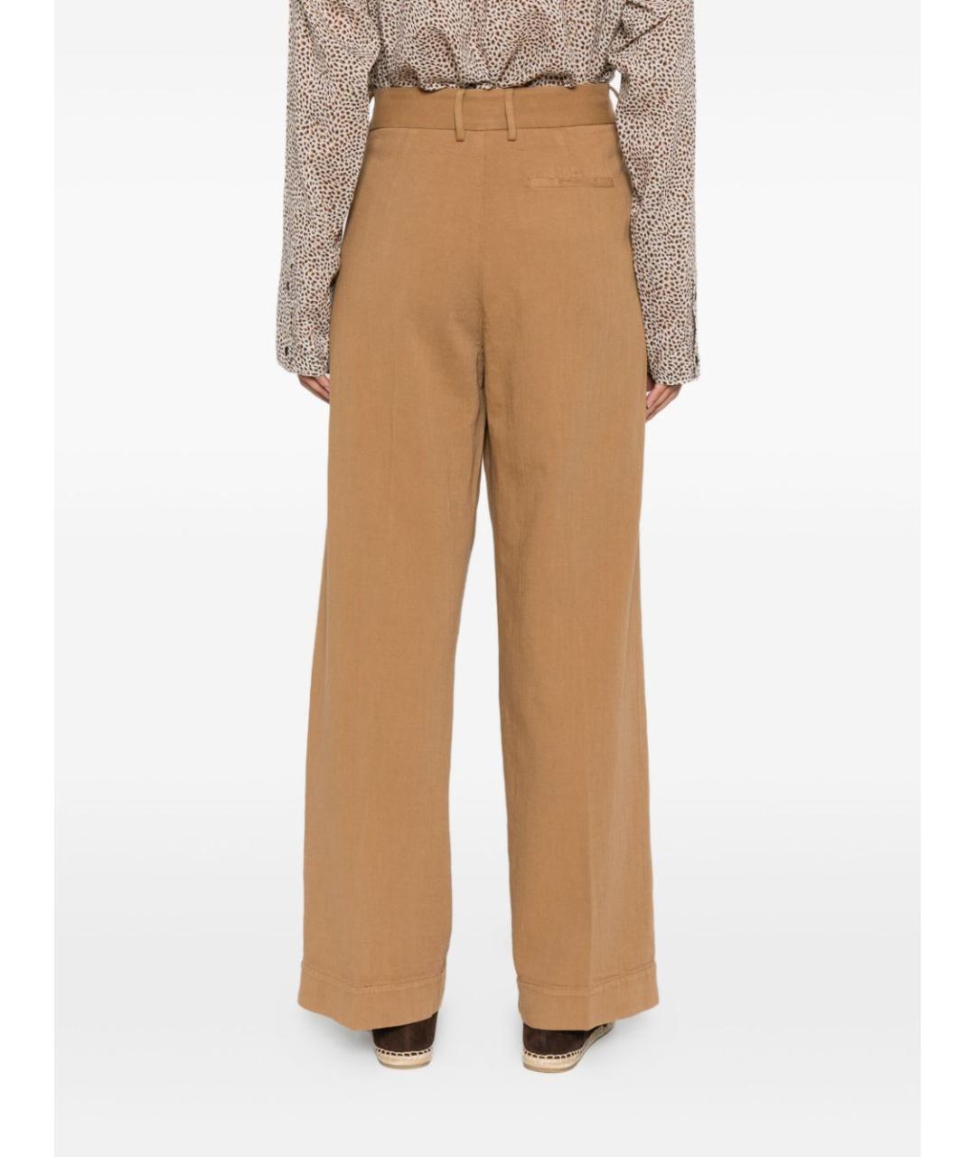 FORTE FORTE Коричневые хлопковые прямые брюки, фото 5