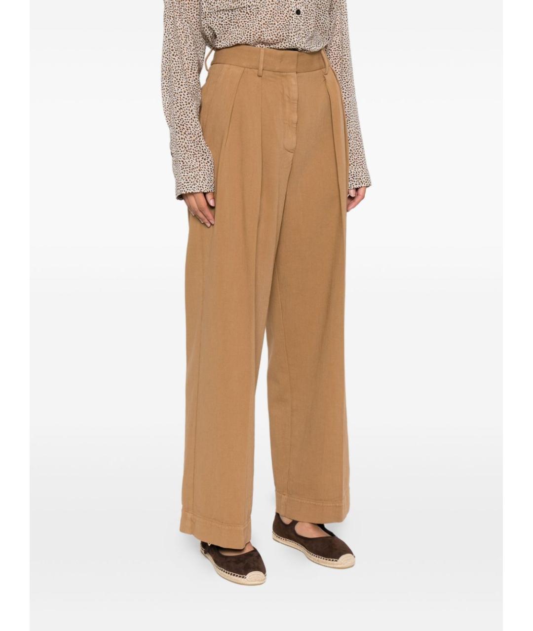 FORTE FORTE Коричневые хлопковые прямые брюки, фото 2