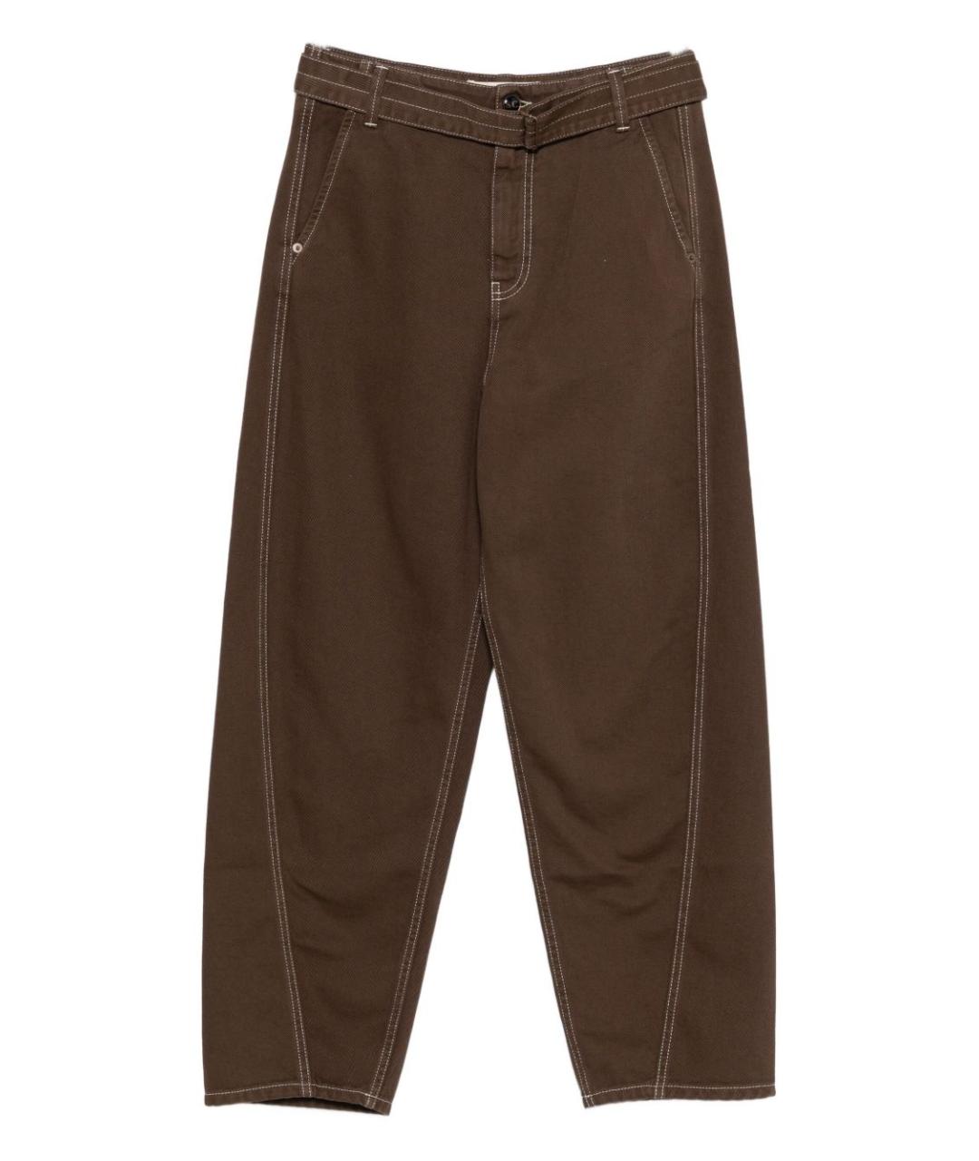 SEMICOUTURE Коричневые хлопковые прямые джинсы, фото 1