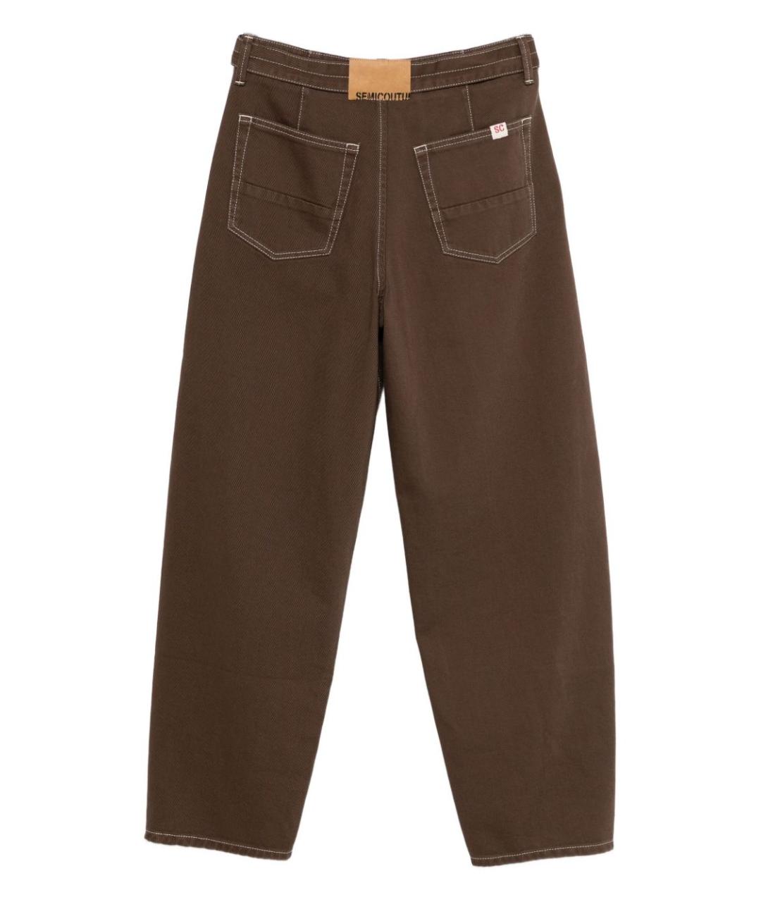 SEMICOUTURE Коричневые хлопковые прямые джинсы, фото 3