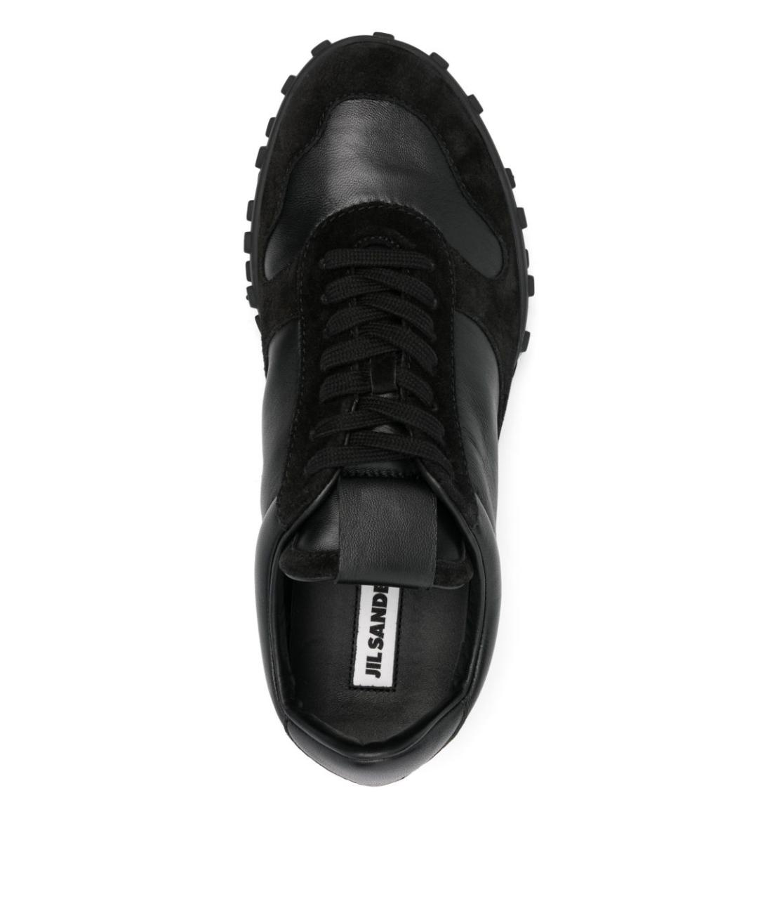 JIL SANDER Черные кожаные низкие кроссовки / кеды, фото 4