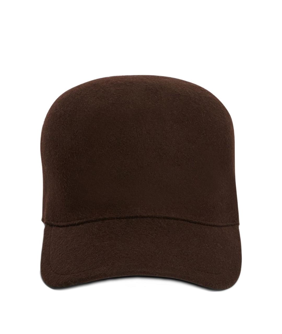JIL SANDER Коричневая шерстяная кепка, фото 2