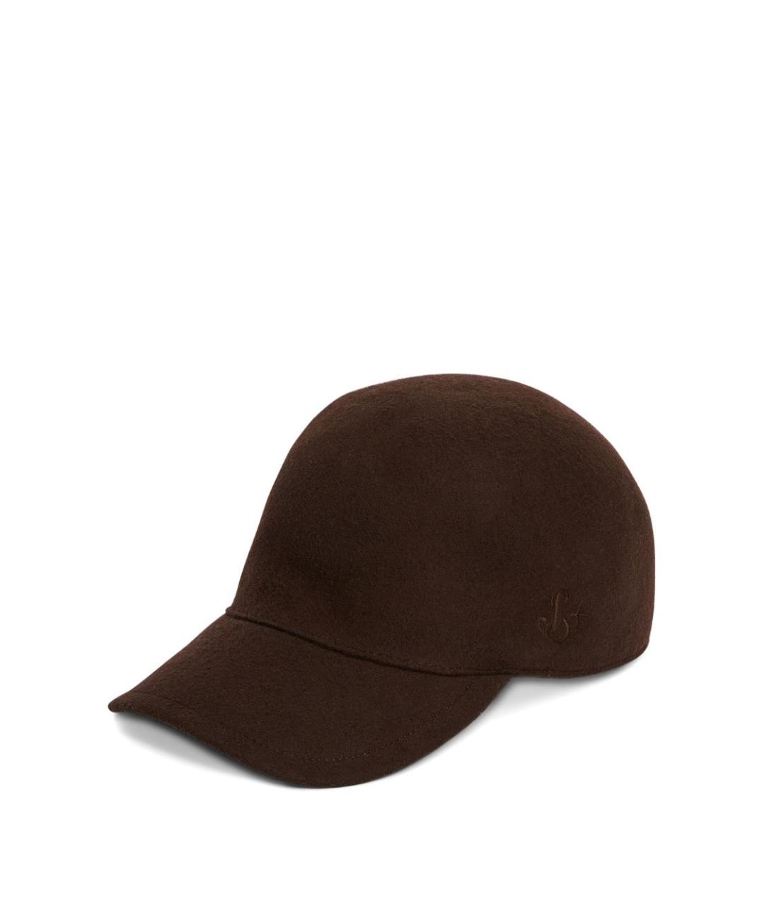 JIL SANDER Коричневая шерстяная кепка, фото 1