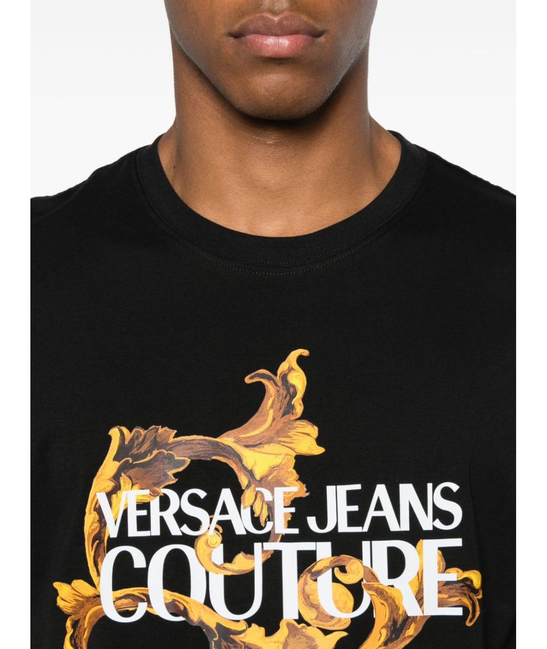 VERSACE JEANS COUTURE Черная хлопковая футболка, фото 4