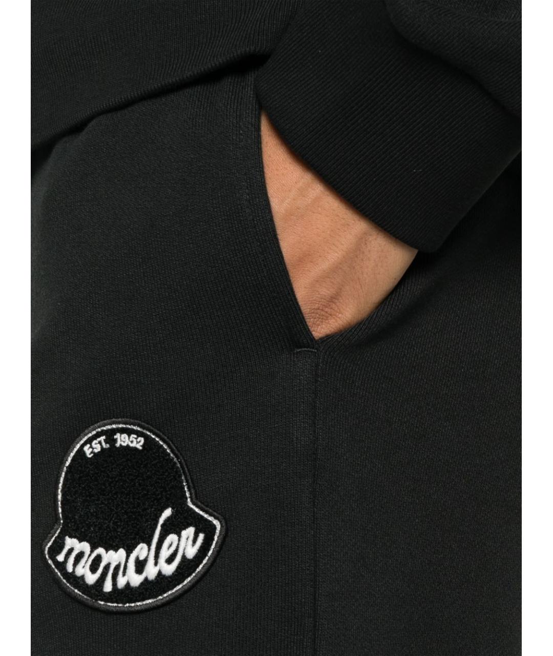 MONCLER Черные хлопковые повседневные брюки, фото 3