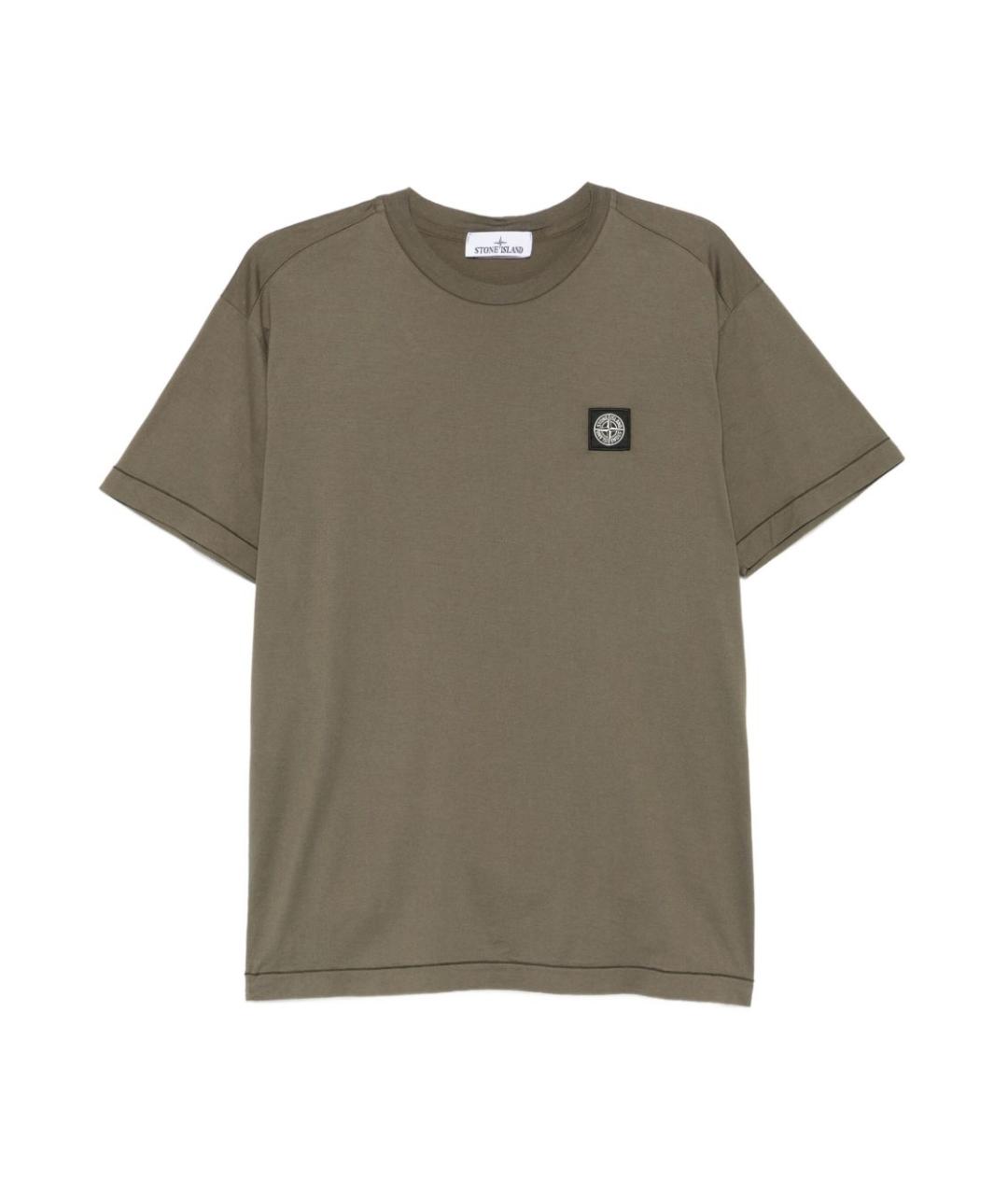 STONE ISLAND Зеленая хлопковая футболка, фото 1
