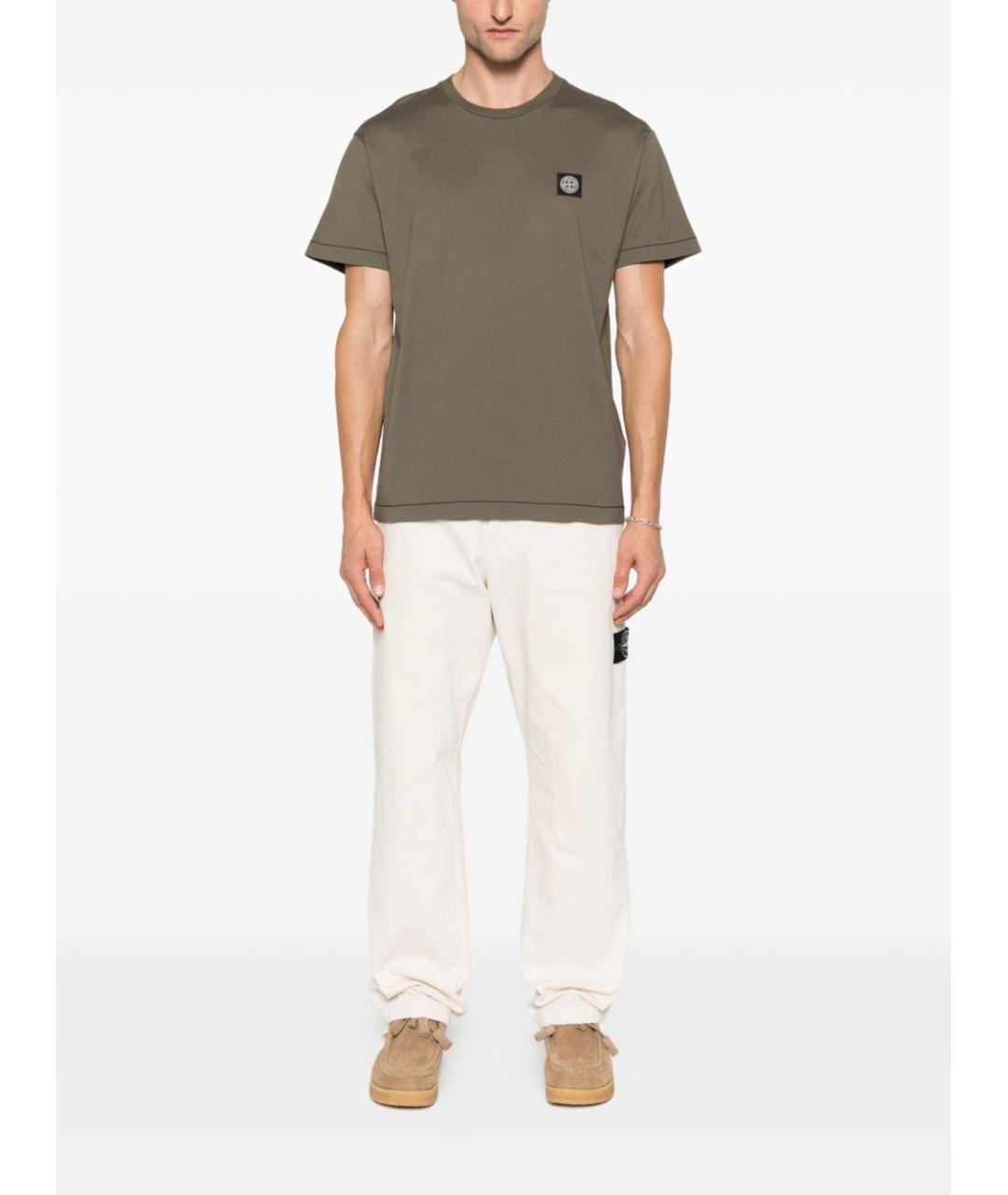 STONE ISLAND Зеленая хлопковая футболка, фото 2