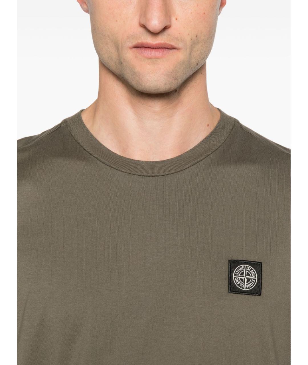 STONE ISLAND Зеленая хлопковая футболка, фото 4