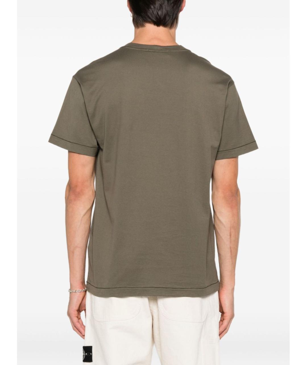 STONE ISLAND Зеленая хлопковая футболка, фото 3